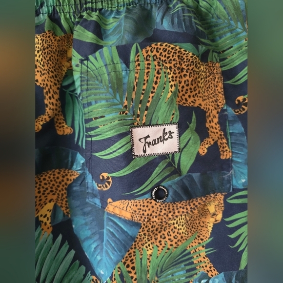 Franks Australia JUNGLE CAT Blue Mens Swim Trunks Size XL NEW - Picture 3 of 6